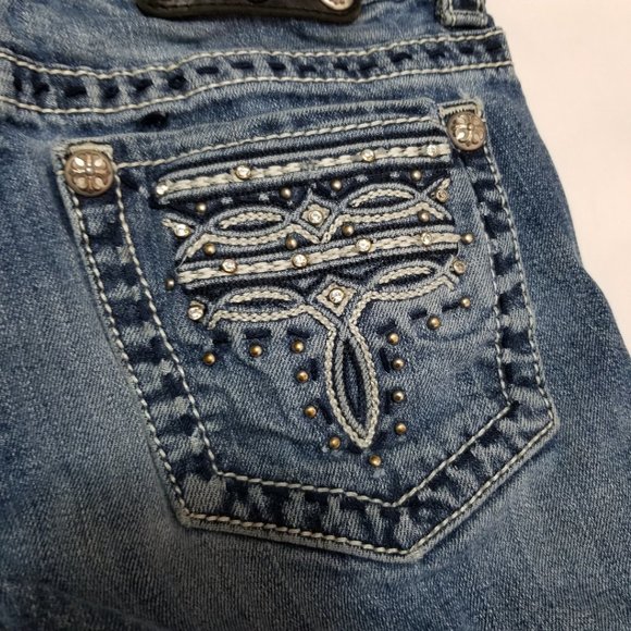 Miss Me Cropped Raw Hem Embellished Jeans - Picture 3 of 9